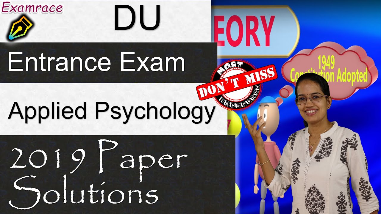 Delhi University (DU) MA Applied Psychology Entrance Exam 2019 Paper Solutions| Important Questions