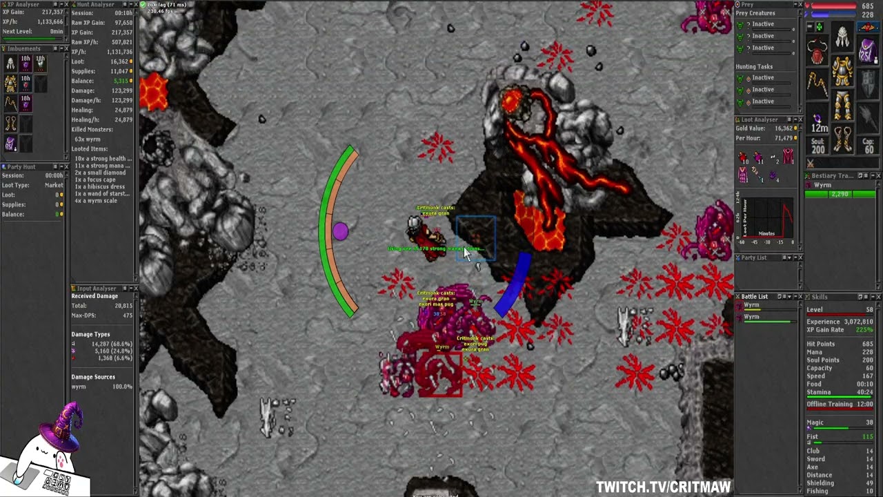 Tibia - 57 Monk - LB Wyrms - 560k/hr raw