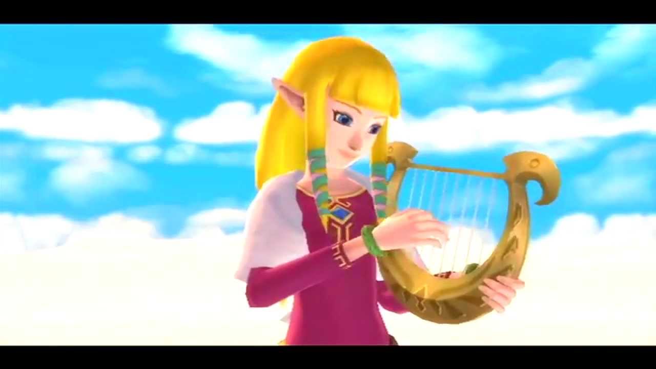 Legend of Zelda Skyward Sword HD - Zelda fully playing the harp in realtime