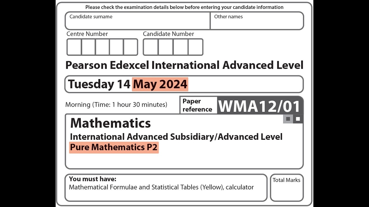 Edexcel IAL Maths - Pure Mathematics P2 - June 2024