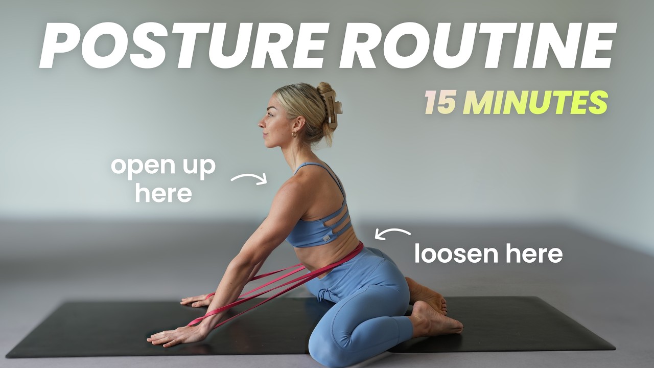 Best exercises to improve your posture | 15 Min. Banded Posture Stretch for full spine flexibility