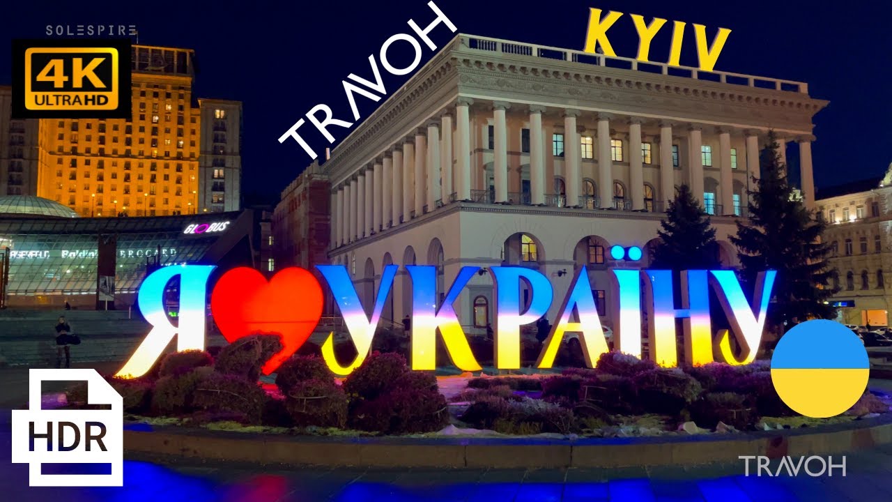 Views of Kyiv, Ukraine 🇺🇦 At Night | 2021 Memories | City Ambience ASMR | 4K HDR | Ultra HD Travel