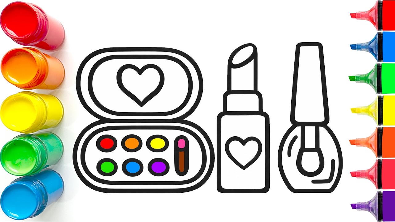 Drawing and Coloring a Cute Makeup Set | Easy Step by Step Tutorial