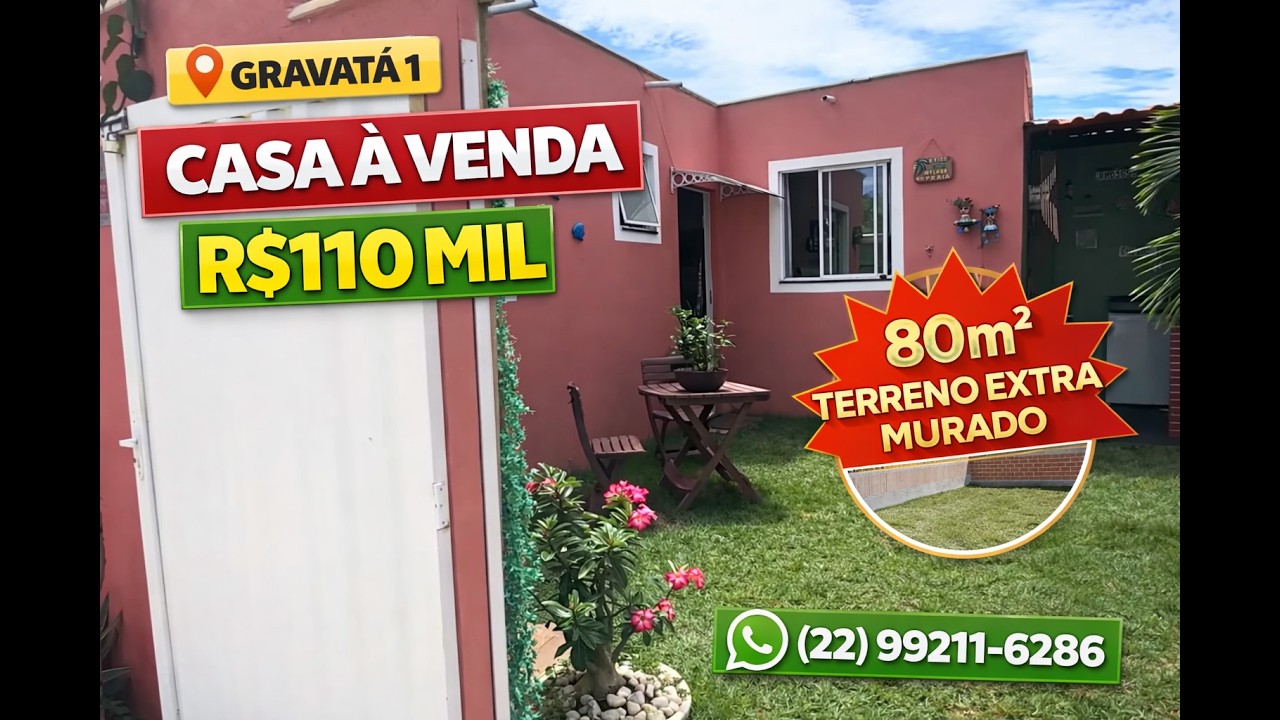 Casa à Venda no Gravatá 1 | R$ 110 Mil | Terreno Extra de 80m² Murado