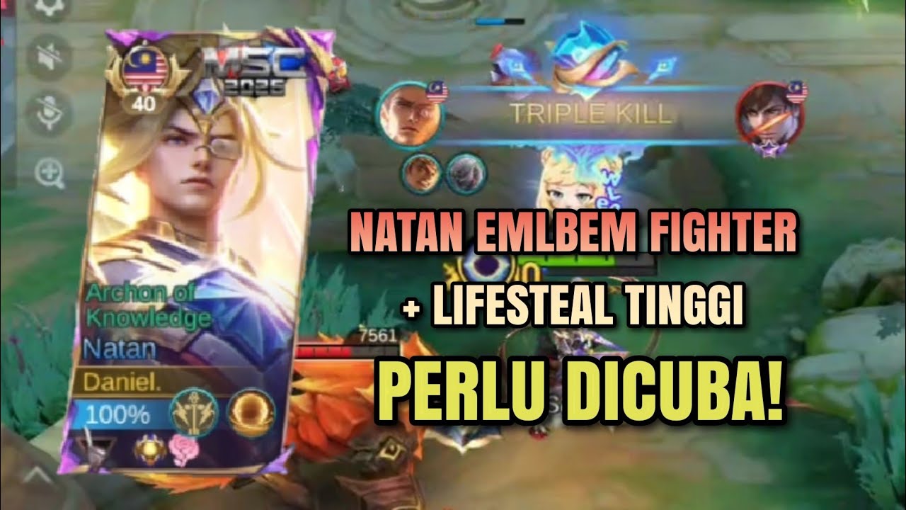 NATAN EMBLEM FIGHTER + LIFESTEAL TINGGI! - MOBILE LEGENDS GAMEPLAY 