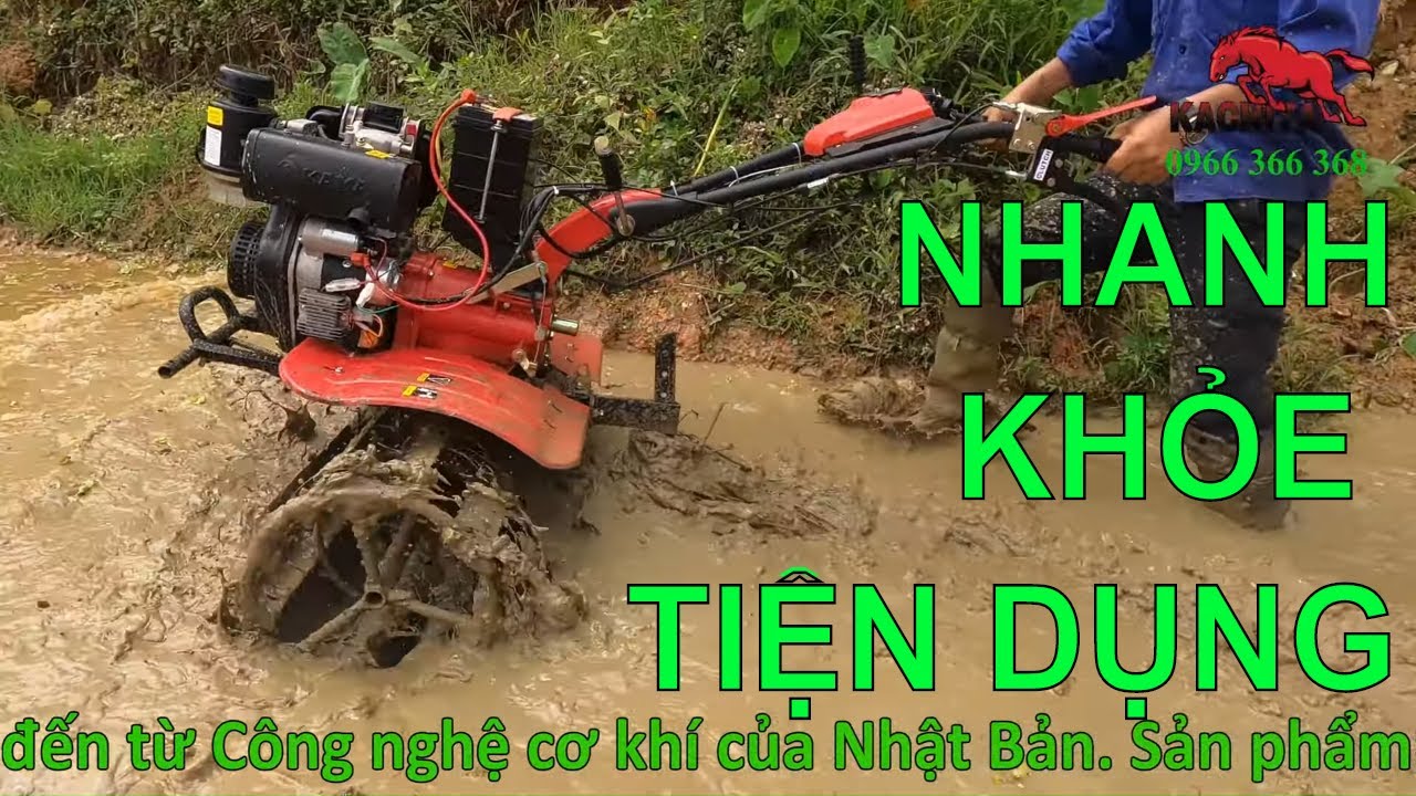Bàn giao máy xới đất Kachita đề nổ JP 173F chạy dầu 6HP tại Vĩnh Phúc