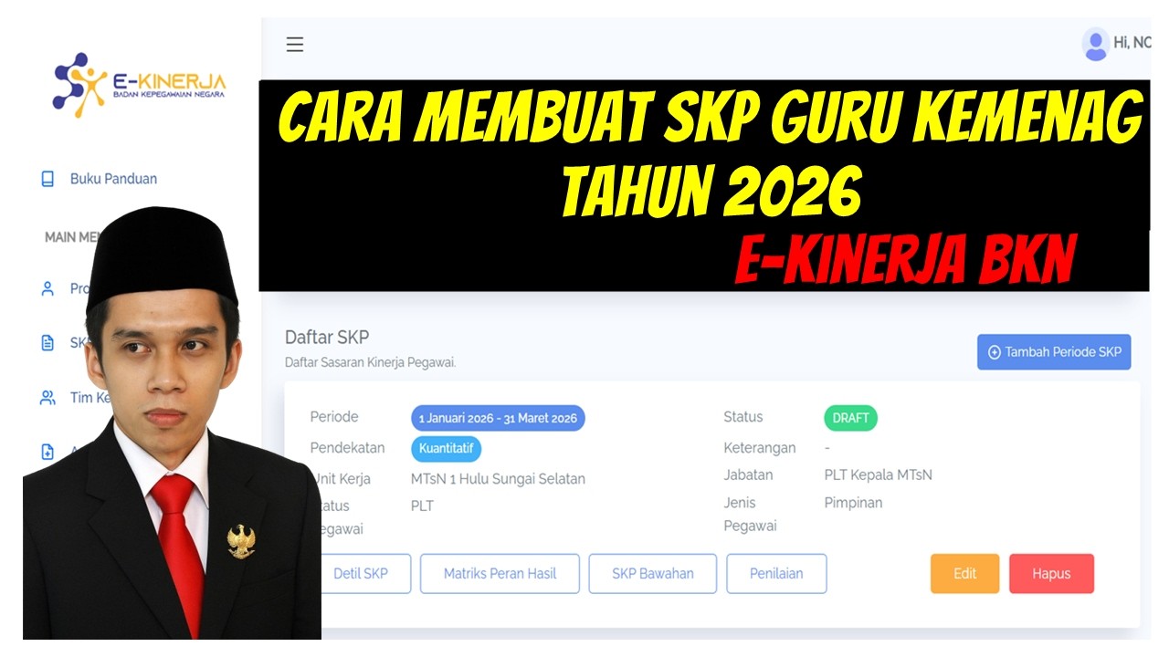 Cara Membuat SKP/RHK Guru Kemenag Tahun 2026 di Ekinerja BKN Terbaru