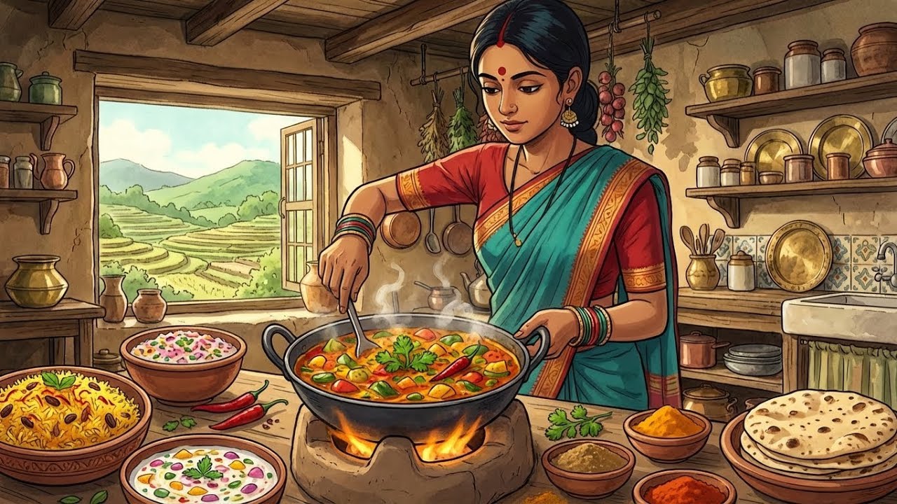 A Cozy Cooking Day: Making Traditional Naan Bread from India | Ghibli-Style Music ASMR