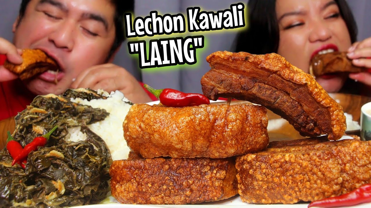 CRISPY LECHON KAWALI LAING | Mukbang Asmr | Mukbang Philippines | Alex & Sha