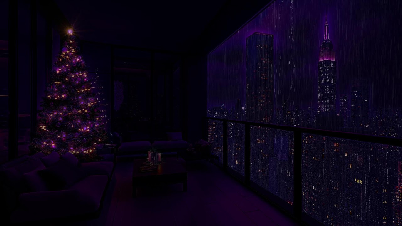 Christmas 2025🌧️ Relaxing Rain Sounds in the Dark Bedroom | Urban Rain Soundscape for Serenity