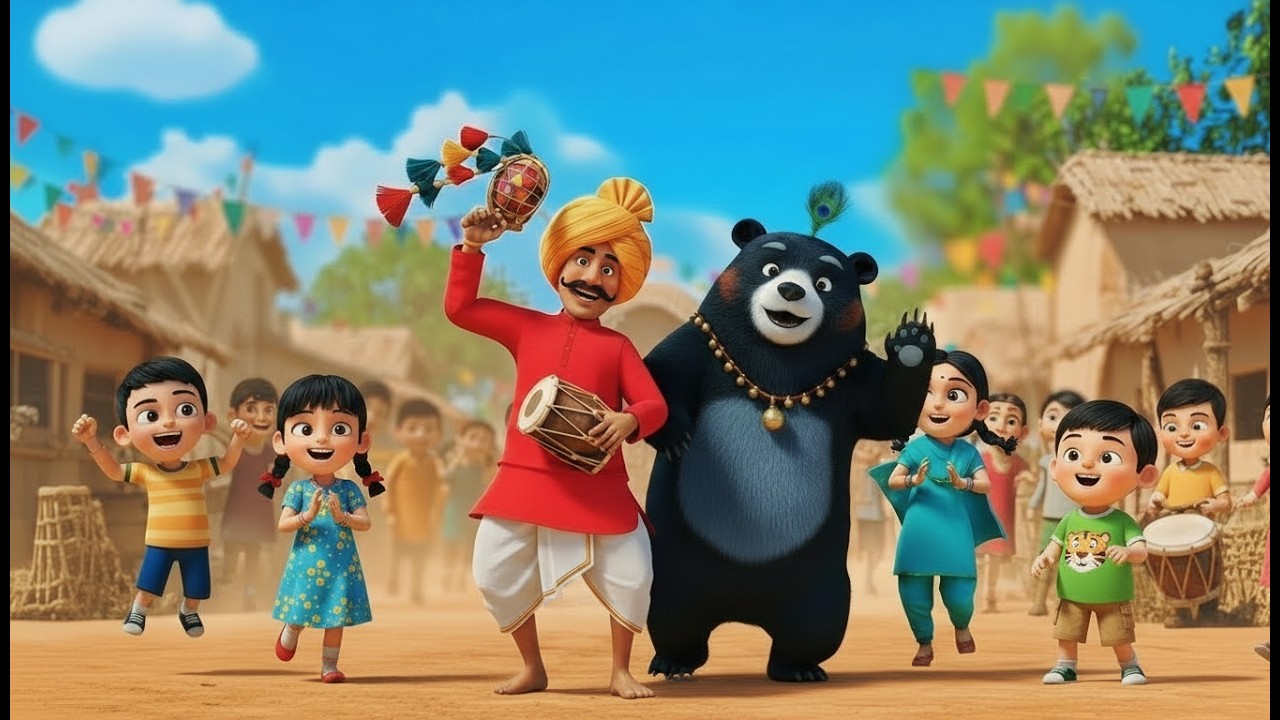 Kalu Madari Aaya  | कालू मदारी आया | Dancing Bear Show in Village | Hindi Kids Cartoon Rhyme