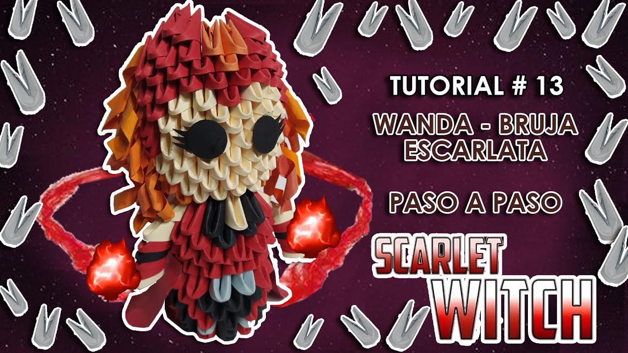 ¿Cómo hacer a WANDA - BRUJA ESCARLATA💢 en Origami3D?✂️|AVENGERS🔥|Tutorial paso a paso⭐|Priztigami3D🌻
