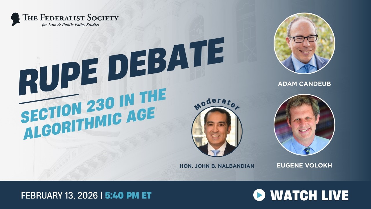 Arthur N. Rupe Debate: Section 230 in the Algorithmic Age