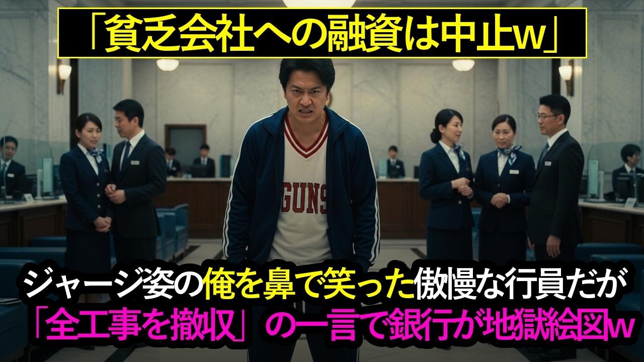 ジャージ姿の俺に「貧乏会社への融資は中止ｗ」と笑う行員➡俺「了解。じゃあ、銀行の全工事も今すぐ撤収だｗ」 #スカッとする話