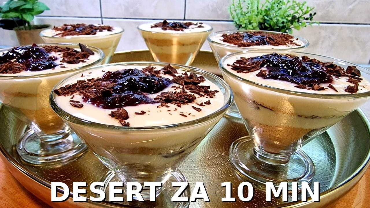 Jednostavni desert u čaši | 3 sastojka + čokolada i džem | Brzo & ukusno!