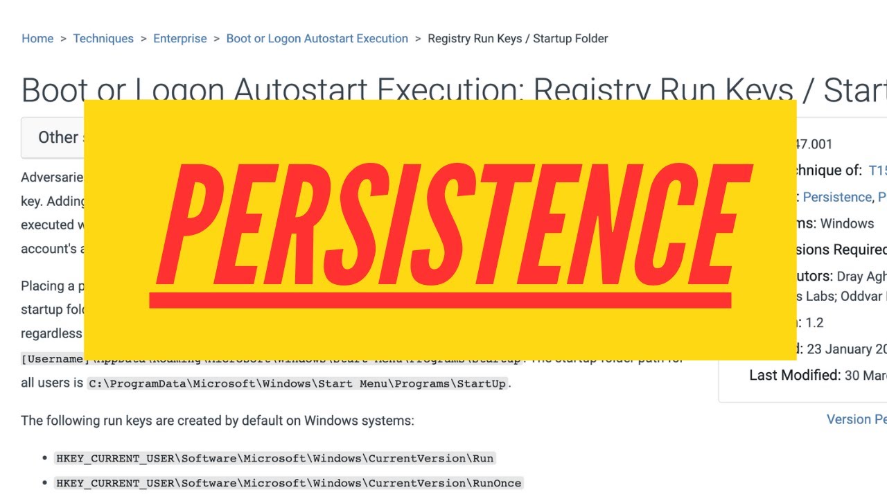 Introduction to Persistence on Windows