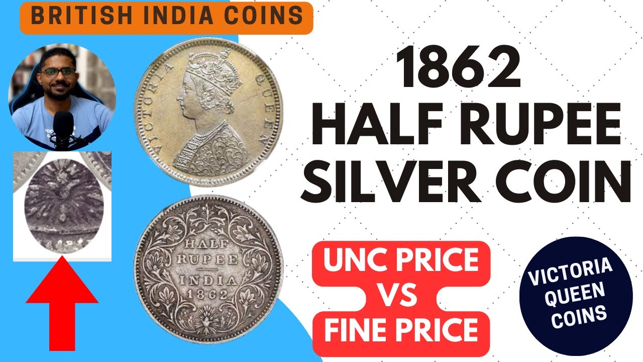 Extremely Rare 1862 British India Silver Half Rupee Coin | British India Coins