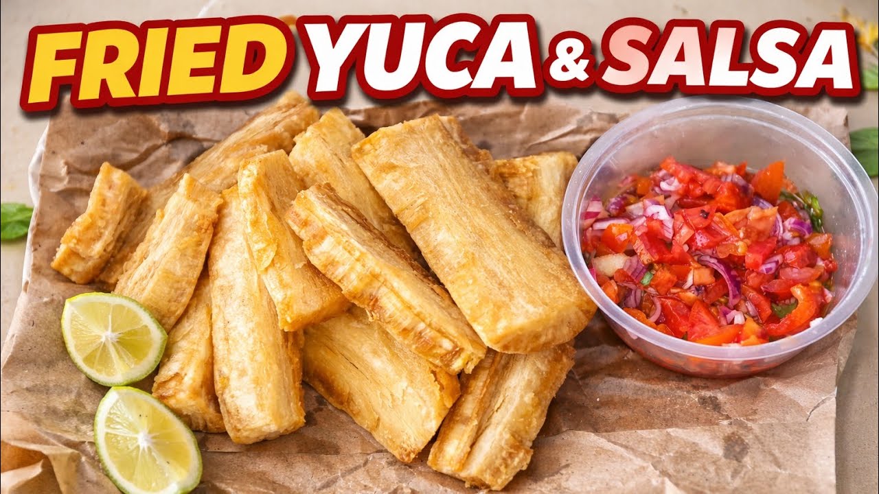 Crispy Fried Yuca (Cassava) with Fresh Tomato Salsa | Easy Snack Recipe #cassava #yuca 