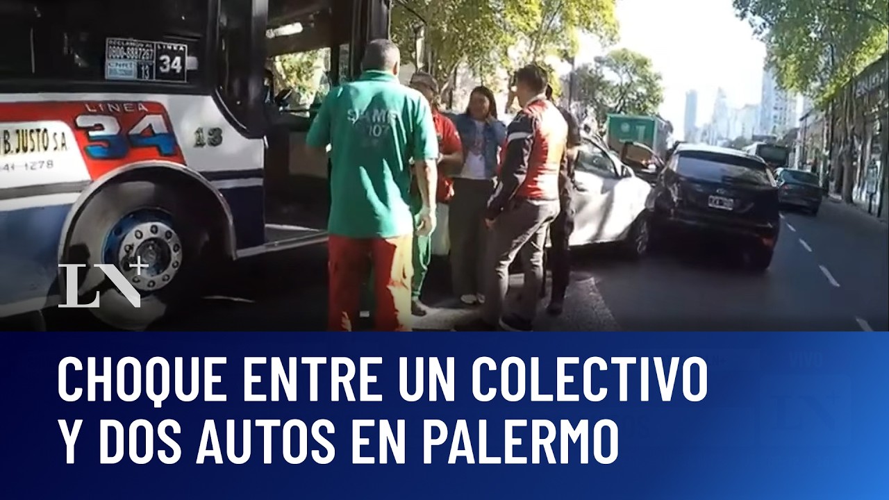 Palermo: choque entre colectivo y dos autos; Av. Juan B. Justo y Av. Santa Fe