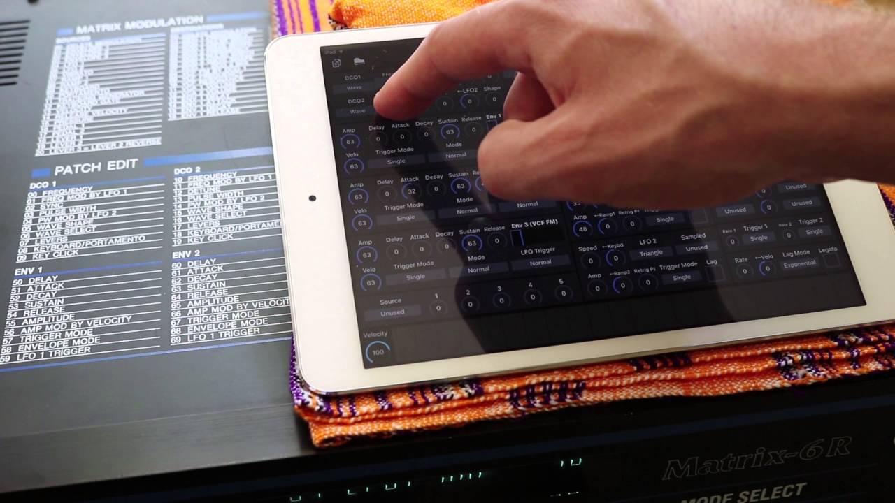 Oberheim Matrix-6R patch editor with Patch Base for iPad