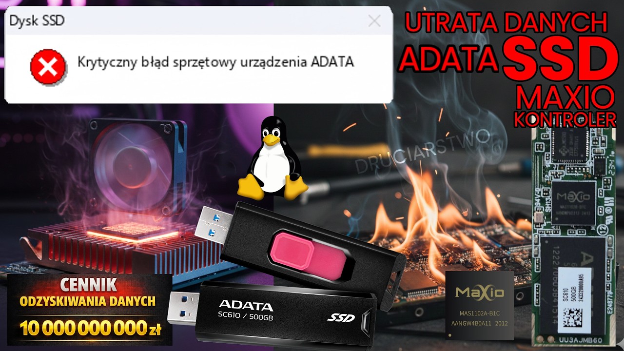 JAK PRAWIE STRACIŁEM 3500 ZŁ I WIELE GODZIN NAGRAŃ - awaria dysku SSD ADATA SC610 i pr&oacute;by odzyskania