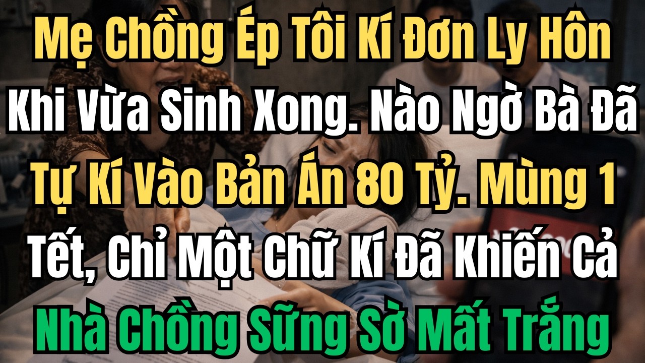 Mẹ Chồng Ép Tôi Kí Đơn Ly Hôn Ngay Khi Vừa Sinh Xong. Nào Ngờ Bà Đã Tự Kí Vào Bản Án 80 Tỷ. Đúng