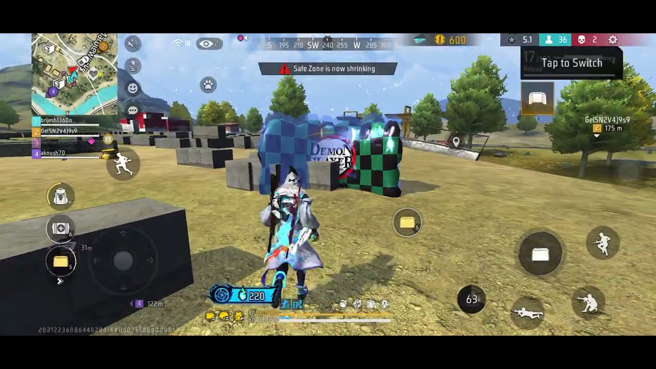 Free Fire gaming video id name brijesh1360n BR-RANKED diamond 1 bad gameing  play  booyha