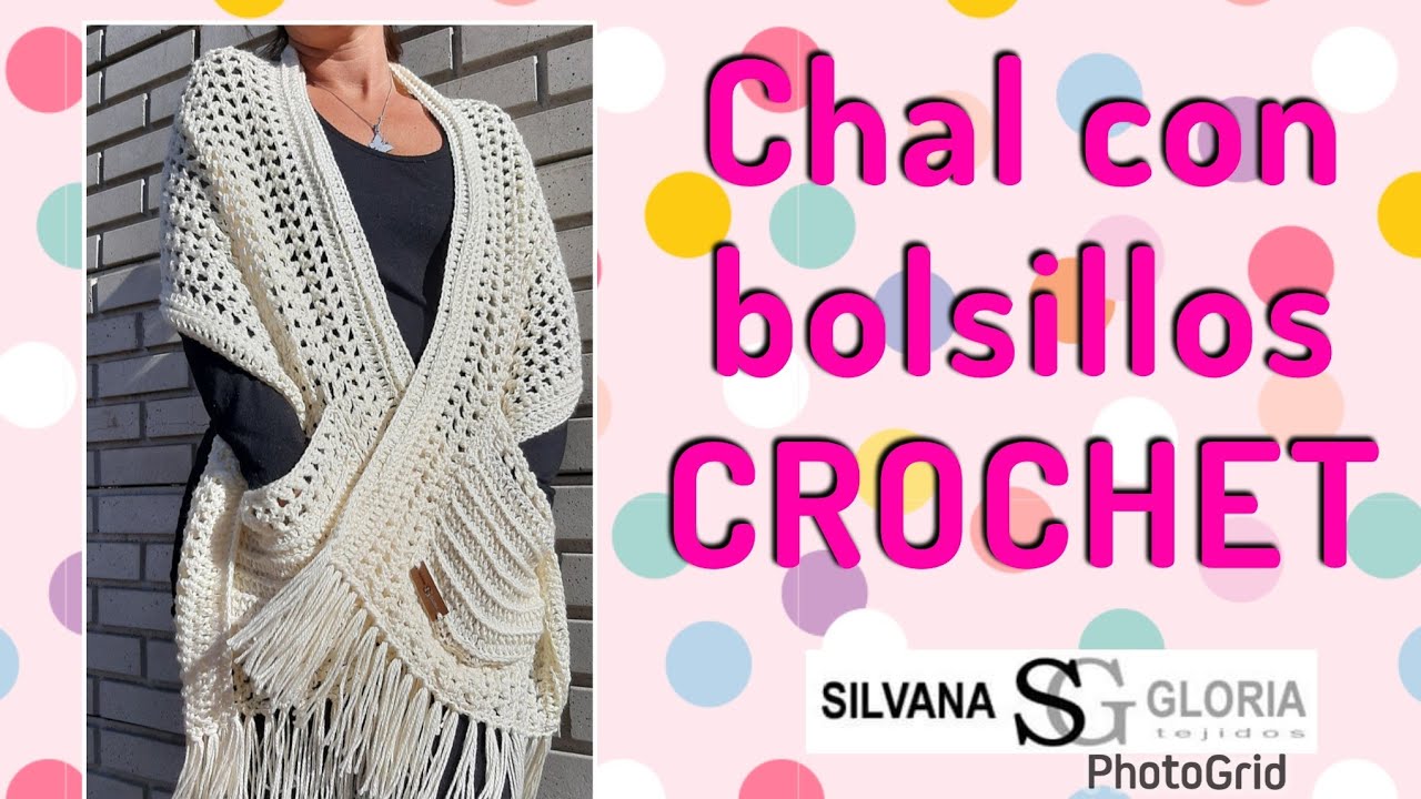 Chal con bolsillos tejido a crochet paso a paso x Silvana Gloria tejidos