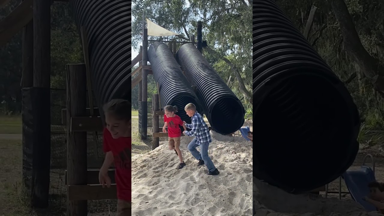 Epic homemade slide!! #youtubeshorts #shorts #kids #slide #fails #funny #fun -fox squirrel corn maze