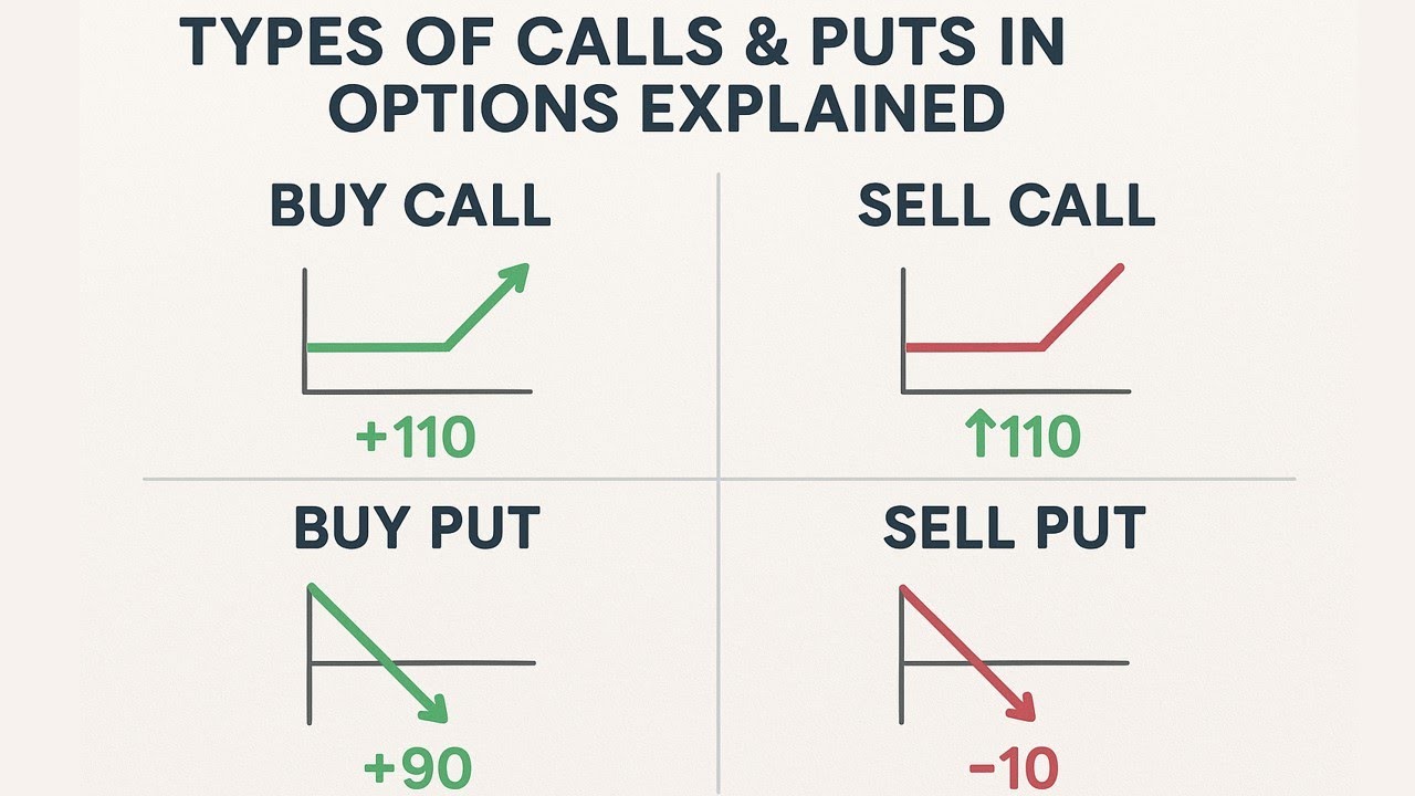 Types of Calls & Puts in Options Explained in Hindi | Buy Call, Sell Call, Buy Put, Sell Put Example