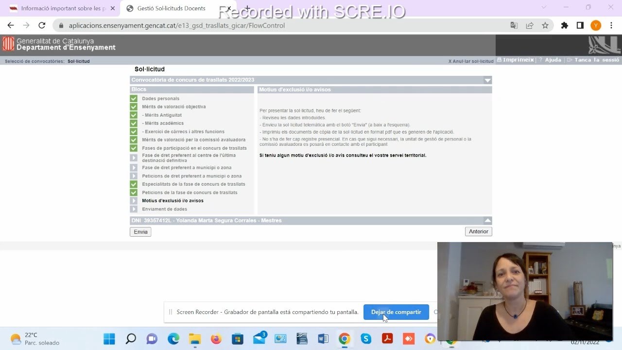 02/11/22 Assessorament sobre la participació en el Concurs de Trasllats, per Iolanda Segura.