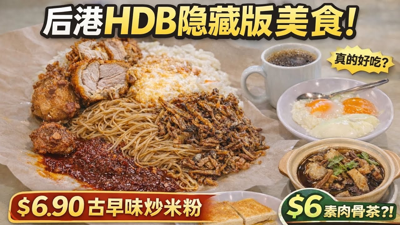 后港HDB隐藏版美食！$6.90古早味炒米粉 + 爆好吃咖椰吐司 + $6素肉骨茶？！ | Hougang HDB Hidden Gems In Singapore 
