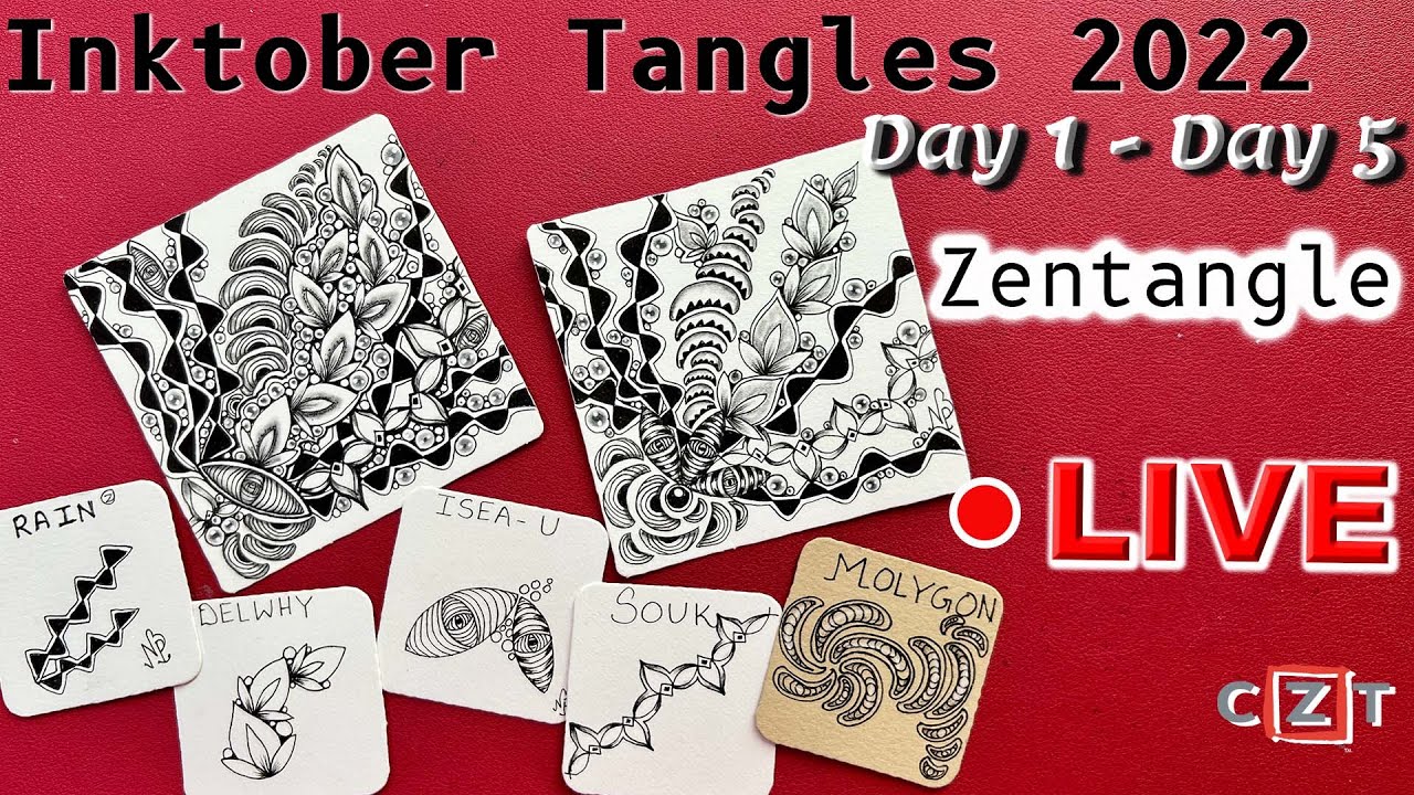 Zentangle - Let's Tangle Together #50  - Inktober Tangles 2022 - TangleMarathon - Day 1 to 5