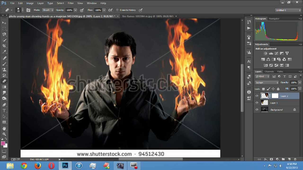 Fire on hand-Photoshop
