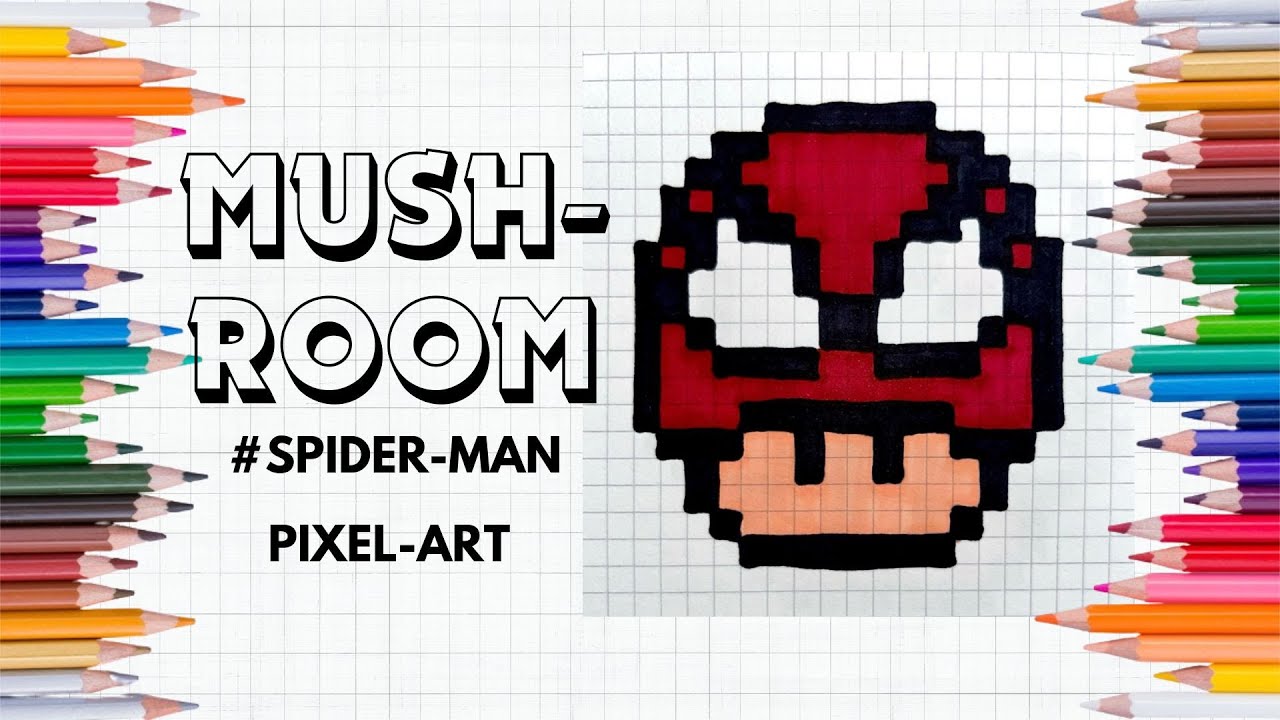 Pixel Art Tutorial: Drawing SPIDER-MAN MUSHROOM Step By Step