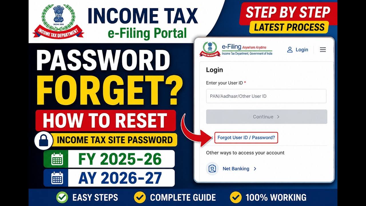 How to forget or Reset password of Income tax website online FY 2005 26 AY 2026 27