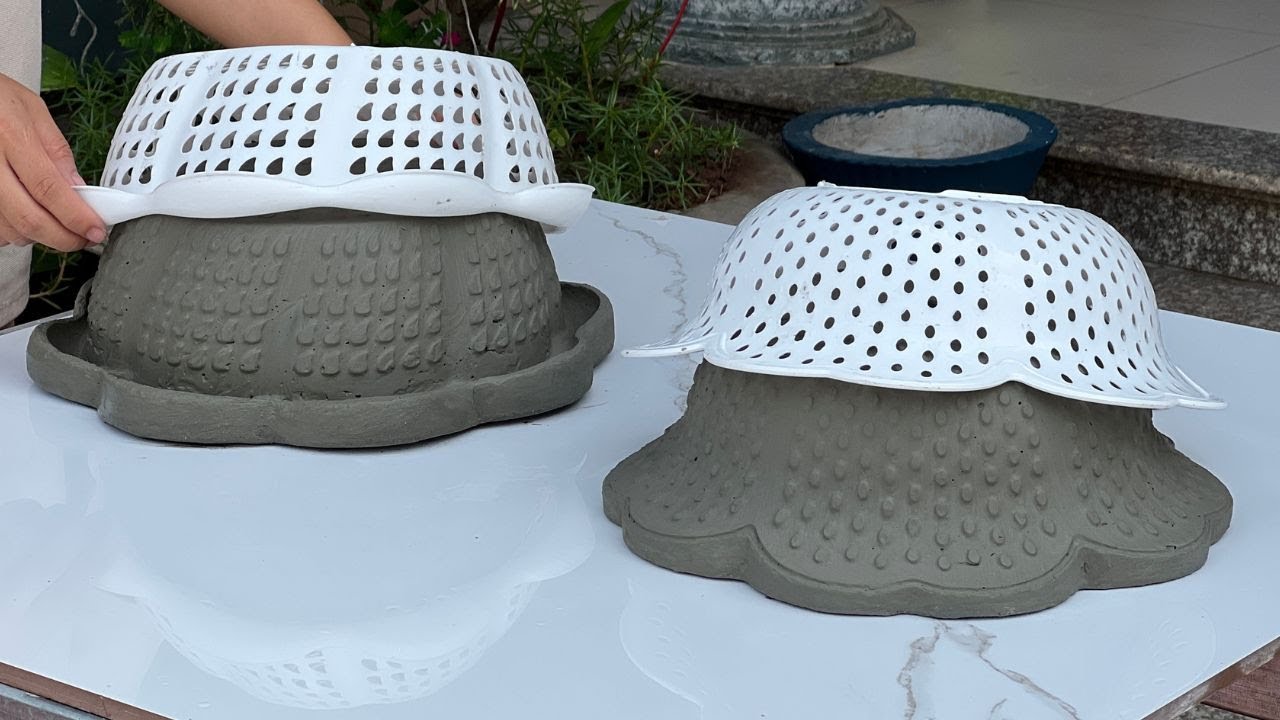 Beautiful Plant Pots Made From Plastic Baskets And Cement - Simple And Unique