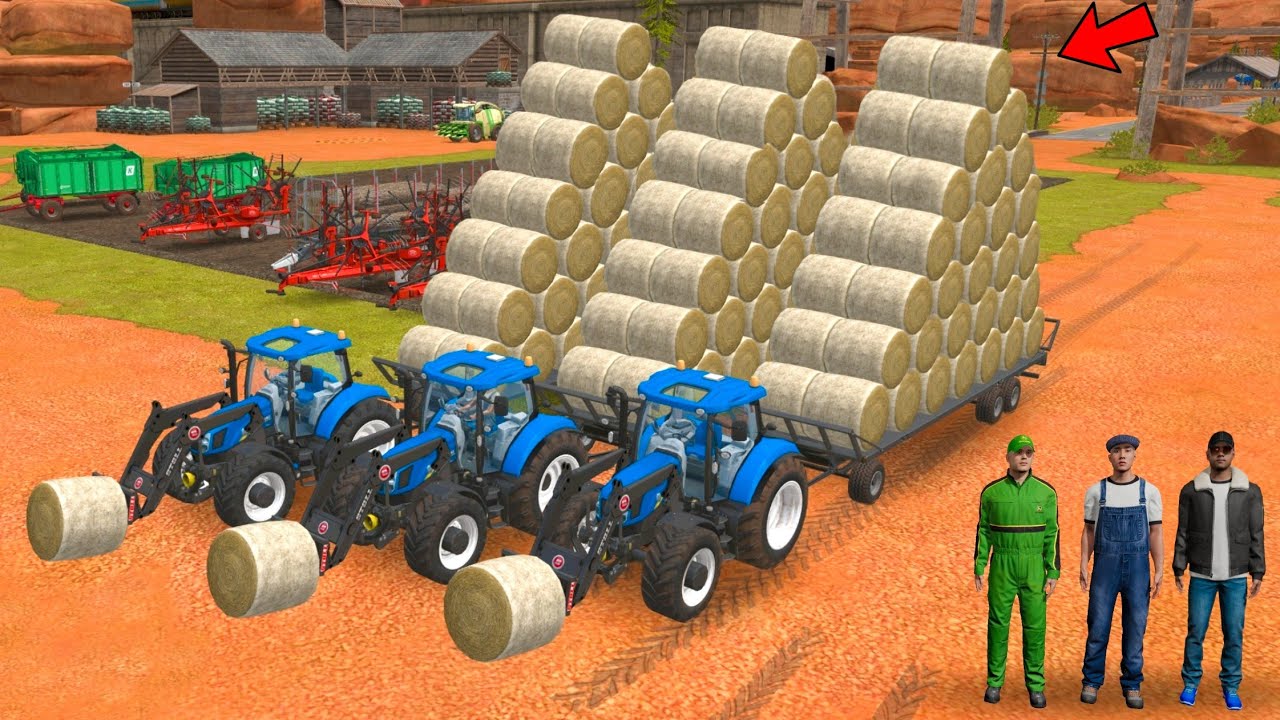 Grass Moving & Making Bales With 3 Multiplayer In Fs18 | Timelapse |