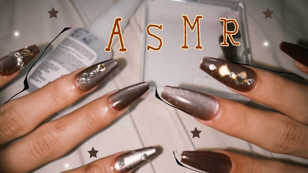 ASMR | COLANDO UNHAS POSTIÇAS EM MIM 🤎✨