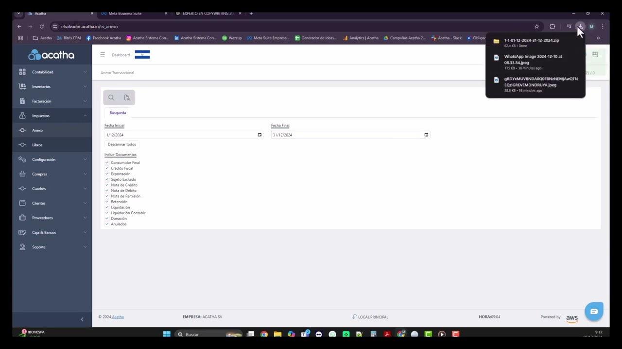 🇸🇻  Descarga masiva de archivos JSON - Acatha Sistema Contable