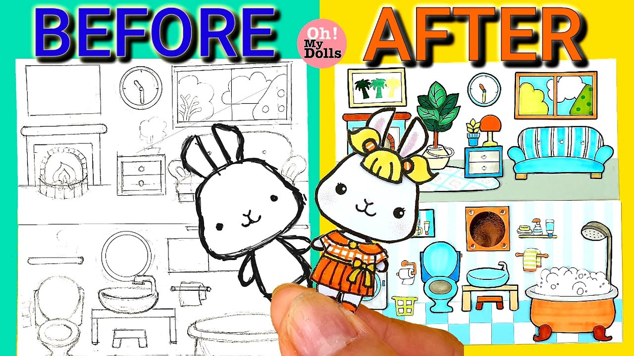 🏡DIY DOLLHOUSE PAPER QUIET BOOK DECORATE HOUSE  HOW TO DRAW A BEDROOM