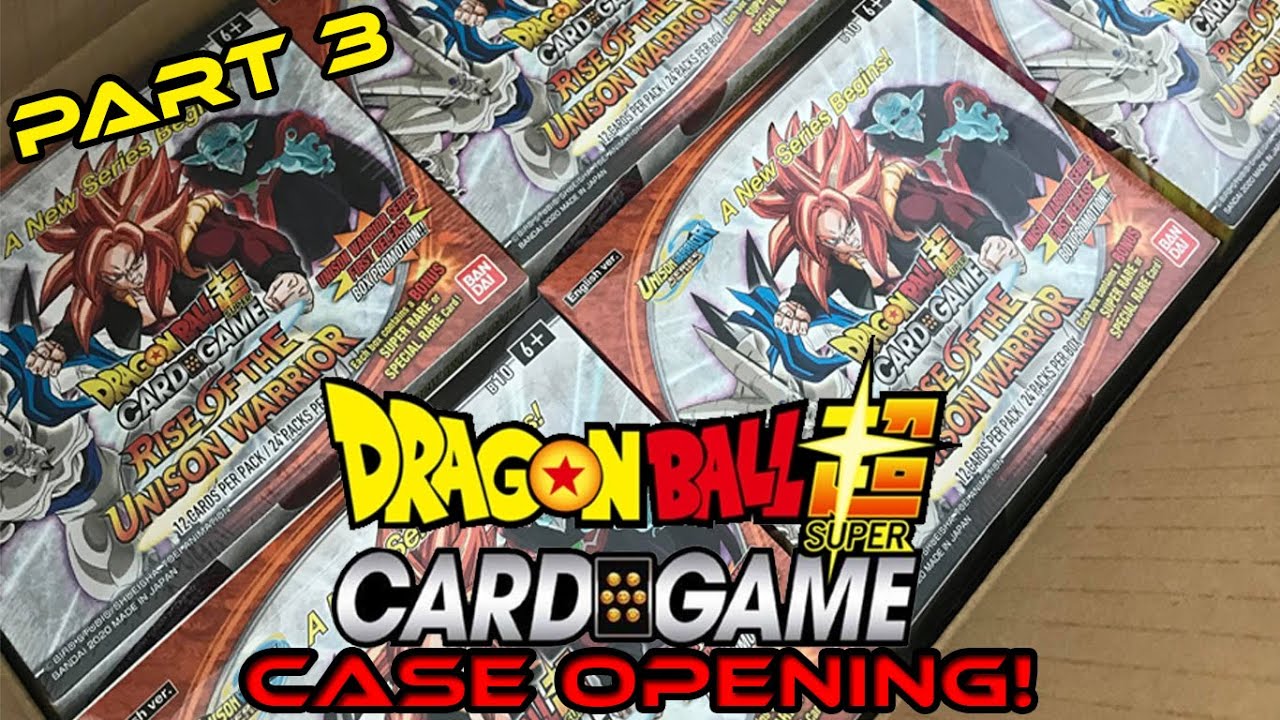 Dragon Ball Super Card Game CASE OPENING! PART 3 (RISE OF THE UNISON WARRIOR) WITH GIVEAWAY!