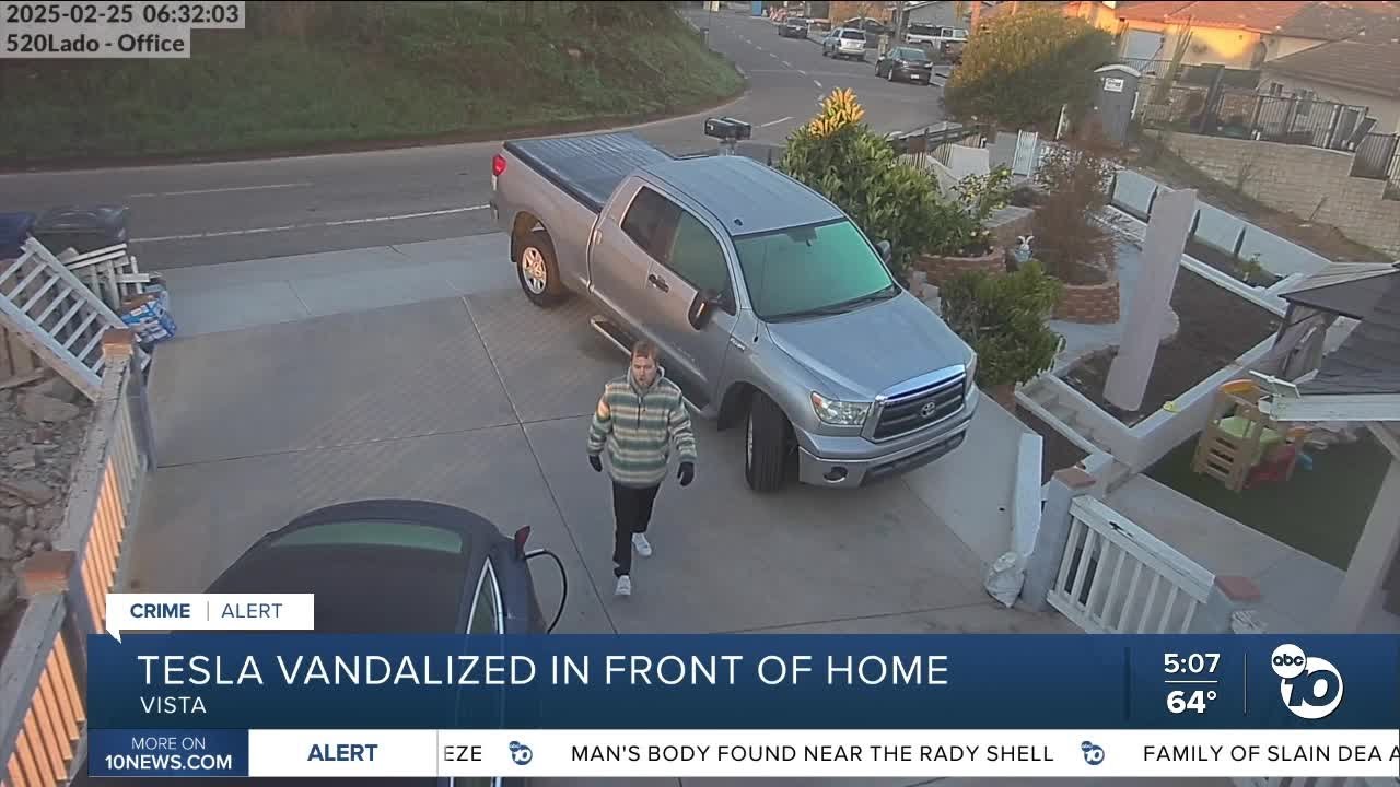 Tesla Model 3 vandalized in front of Vista home