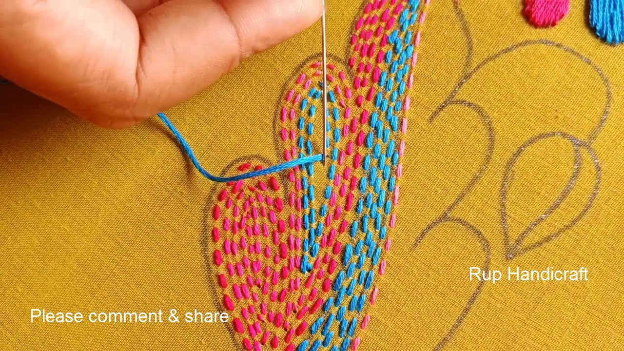 Bangladeshi Traditional Nakshi Kantha stitch by Hand Embroidery-124,নকশী কাঁথার লতাপাতার ডিজাইন