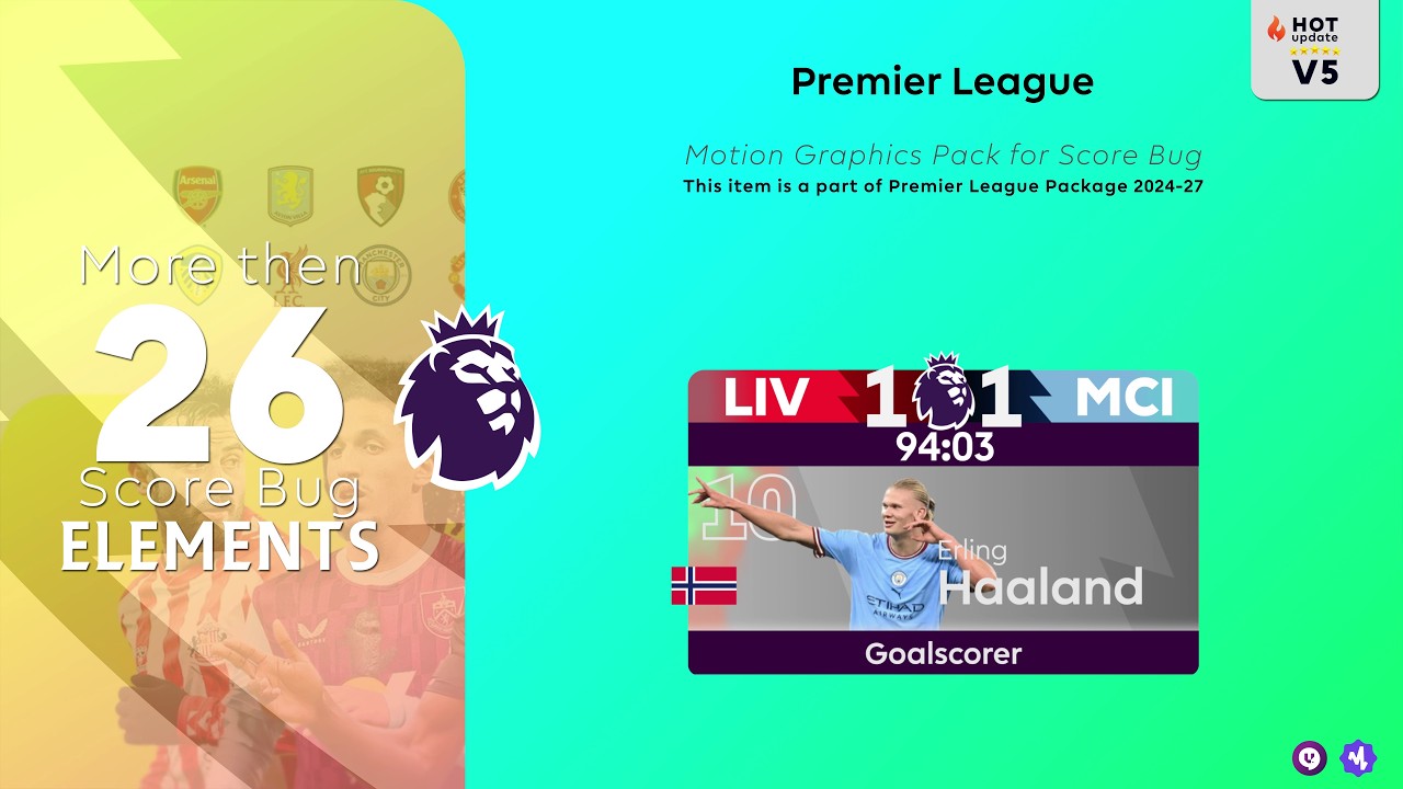 Premier League Motion Graphics Pack — SCORE BUG Pack