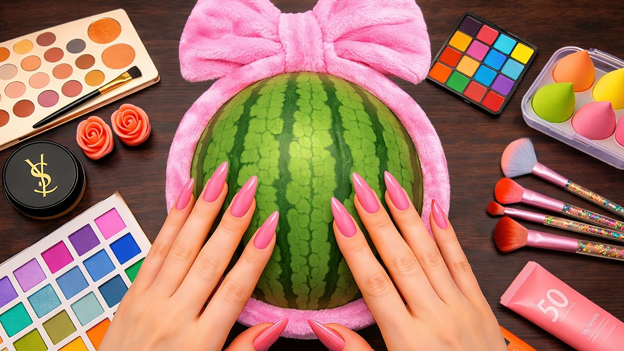 ASMR Makeup on Watermelon🍉 (No Talking) 53