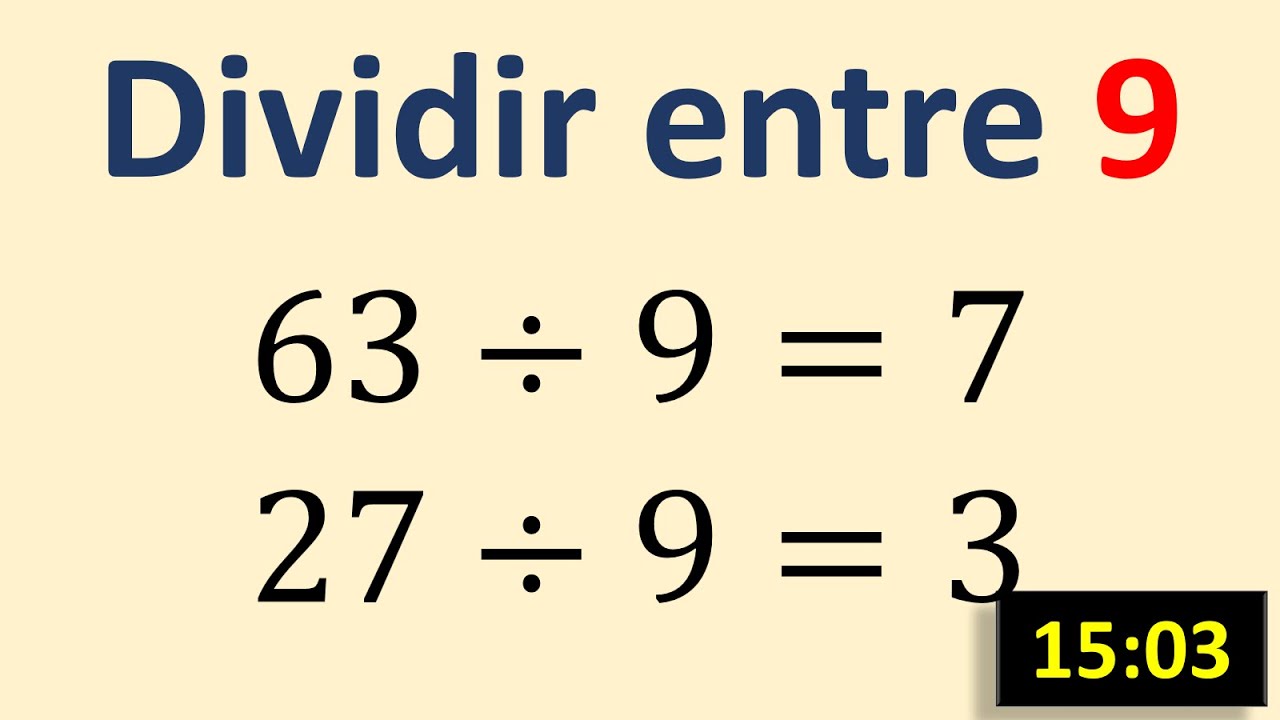 Tabla de dividir del 9 para niños