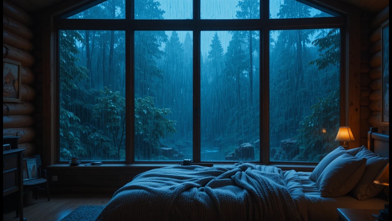 Heavy Night Rain on Window 🌧️ Rain Sounds for Sleep, Relaxation & Insomnia Relief