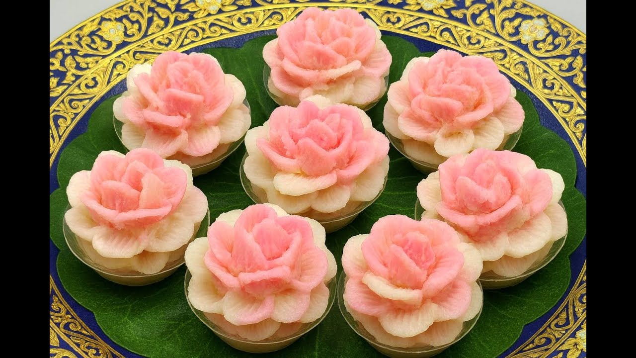 ขนมดอกไม้ วันนี้สอนจับจีบดอกไม้ชัด ๆ ง่าย ๆ สวยงาม นะคะ#food #cooking #homemade #cake