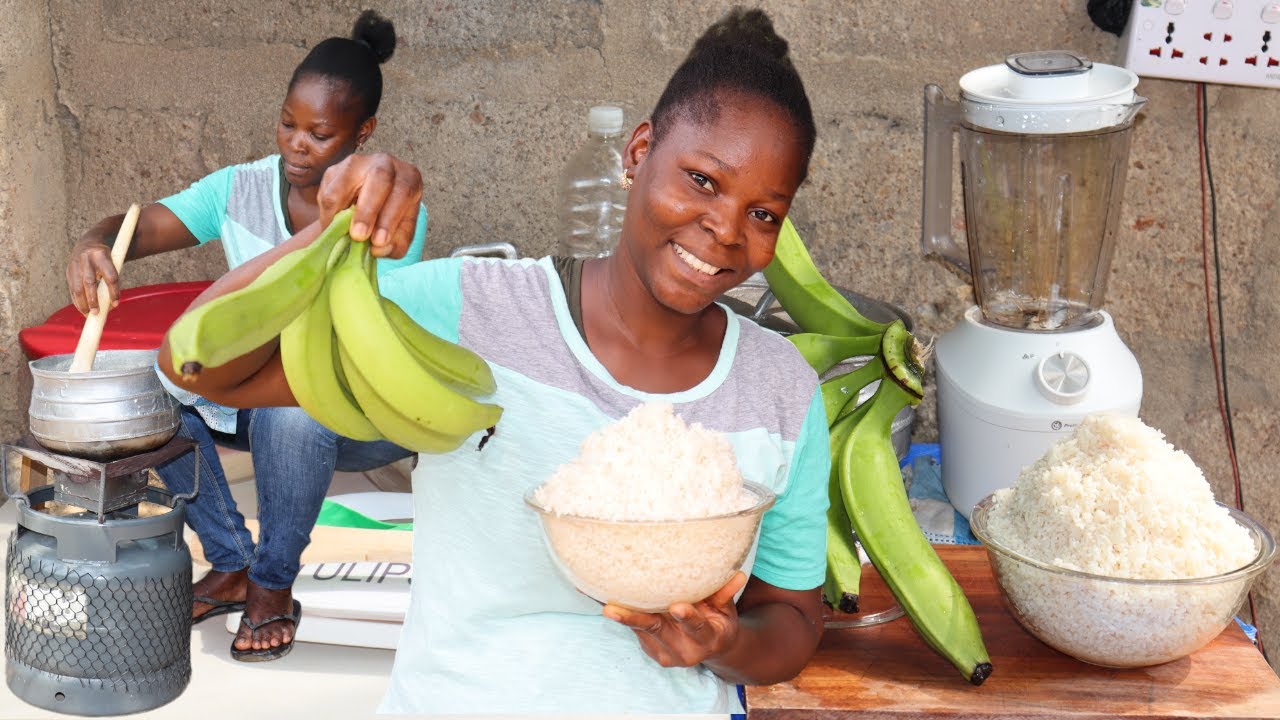 Cooking Technology Plantain & Rice Fufu Recipes!! (MORE DETAILED) / African Cuisine Food Show #food